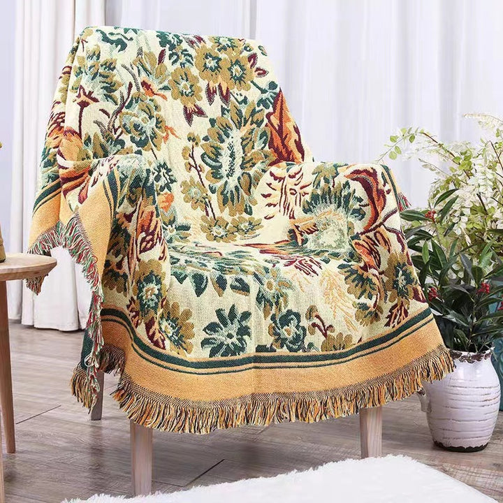 Floral Patterned Woven Throw Blanket