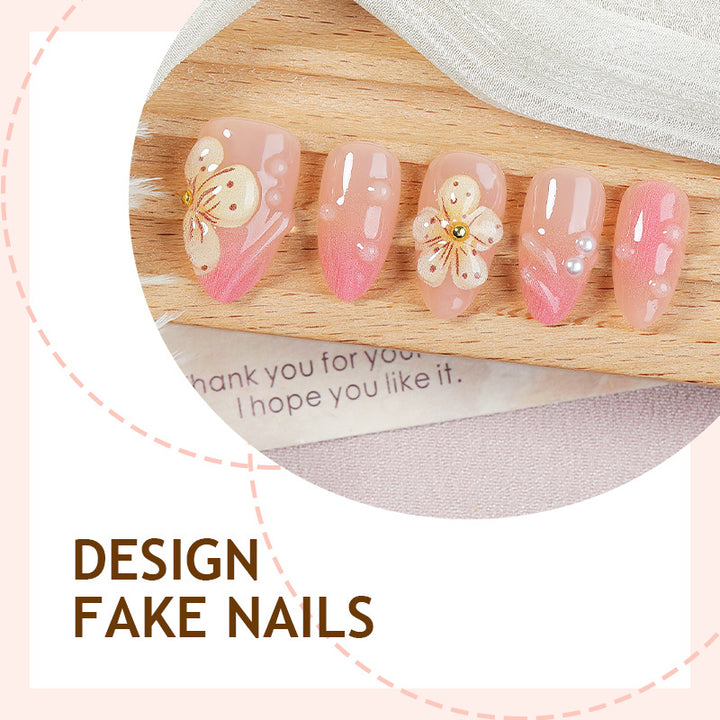 Artificial nail set with floral details and elegant design Bowlift