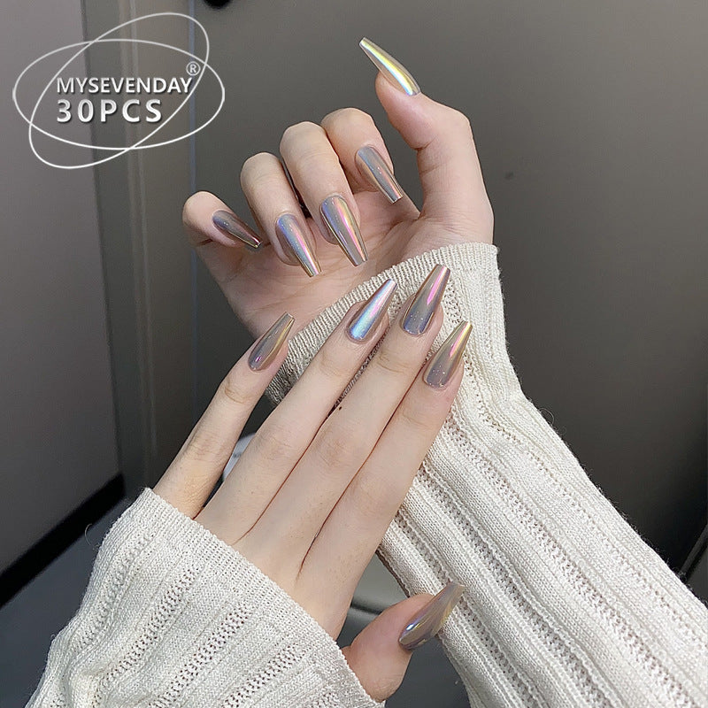 Premium Long Stiletto Press-On Nails with Iridescent Finish Bowlift