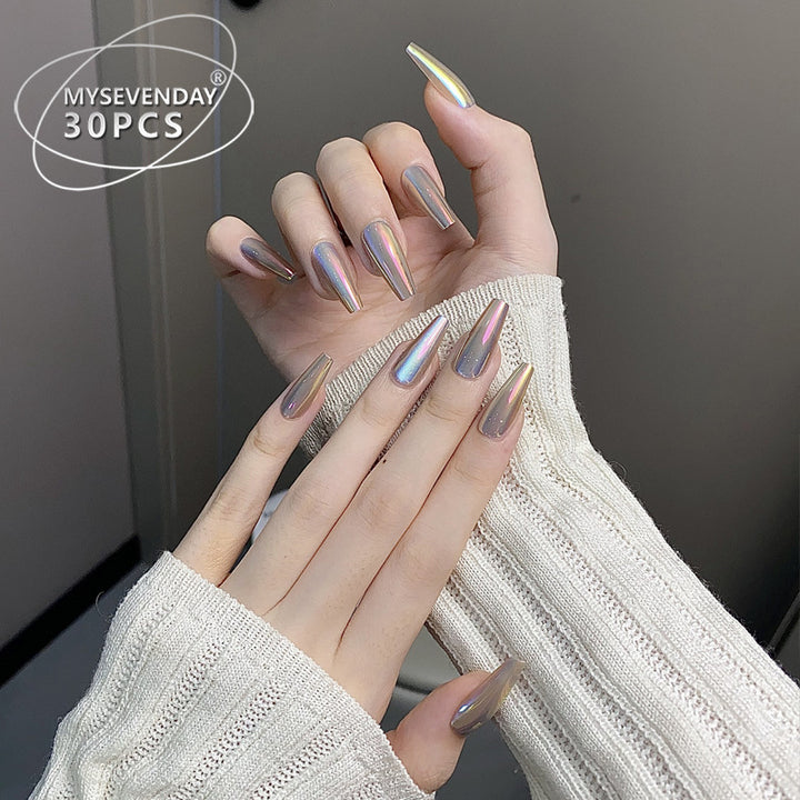Premium Long Stiletto Press-On Nails with Iridescent Finish Bowlift