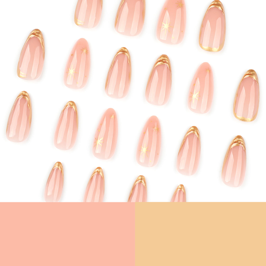 Glamorous stiletto nails with golden accents Bowlift
