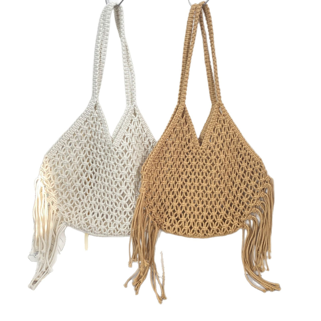 Macrame shoulder bag with fringes Bowlift