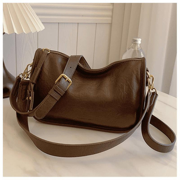 Premium Textured Leather Shoulder Bag Bowlift