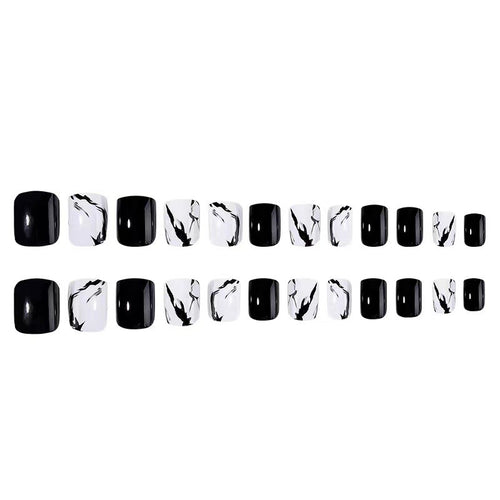 Artificial nail set with luxurious marble design and elegant high-gloss finish Bowlift