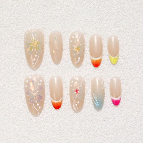 Artistic Nail Set with Floral Motifs Bowlift