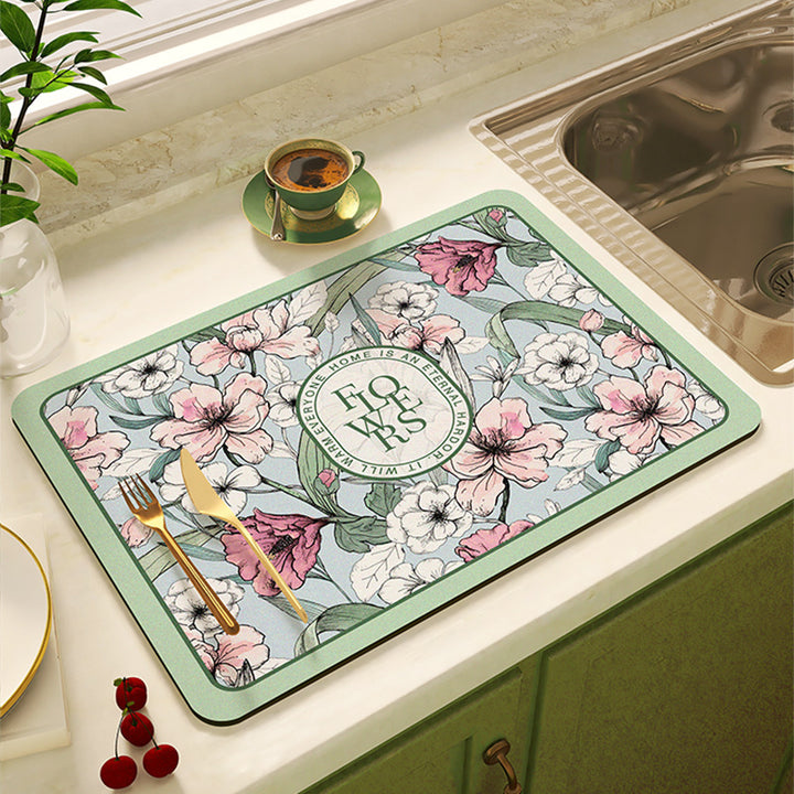 Floral Design Kitchen Mat Bowlift