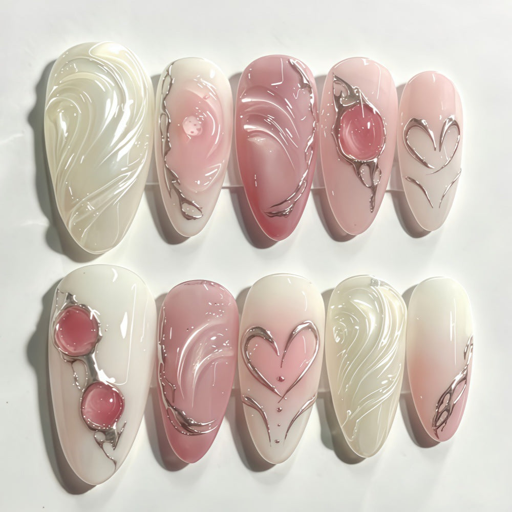 Elegant Artificial Nail Set with Romantic Design Bowlift