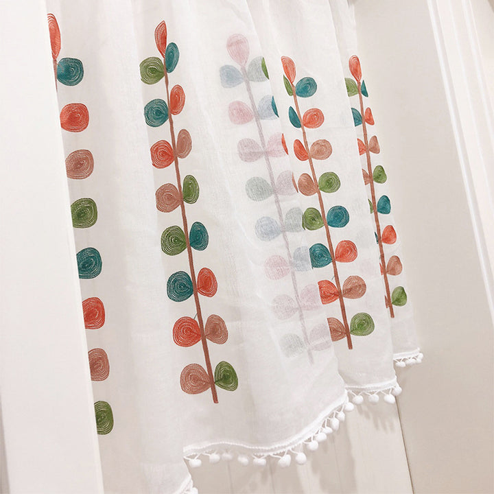 Elegant Floral Print Sheer Window Curtain