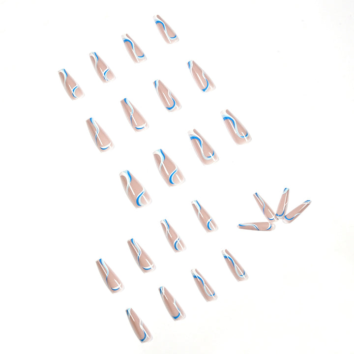 Creative Nail Extensions with Wave Pattern Bowlift