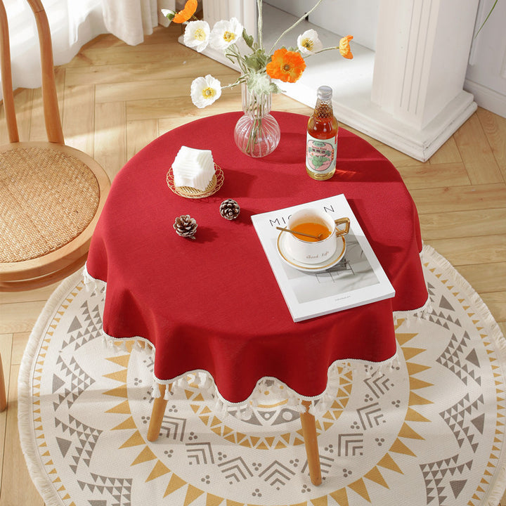 Chic Fringed Round Tablecloth