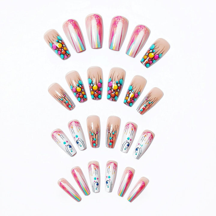 Creative artificial nails with intricate gradient and dot design Bowlift