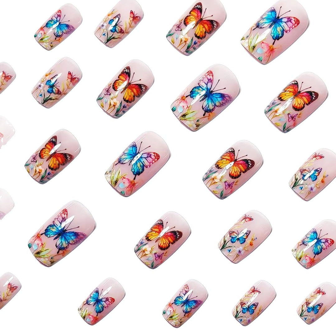 Creative Art Nails with Colorful Butterfly Design Bowlift