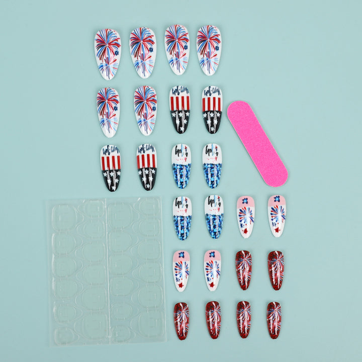Artificial nails with patriotic designs Bowlift