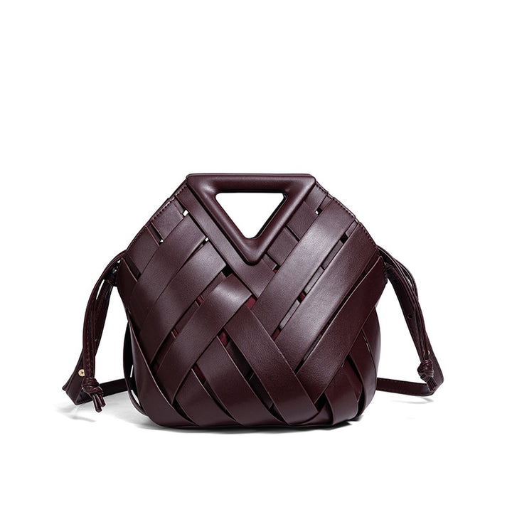 Woven Leather Handbag Bowlift