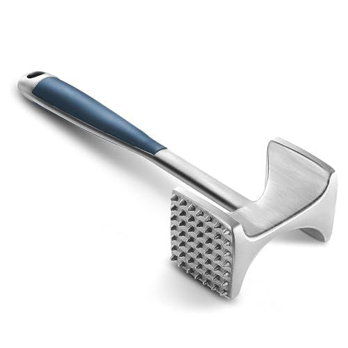 Heavy-Duty Stainless Steel Dual-Sided Meat Tenderizer with Ergonomic Non-Slip Handle Bowlift