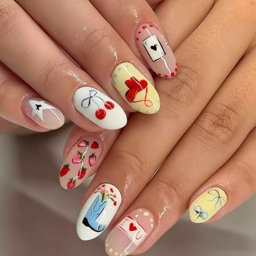 Artistic Cherry Blossom Press-On Nails Bowlift