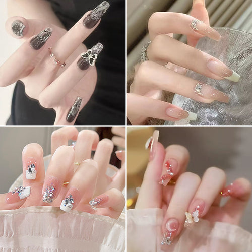 Elegant Floral French Tip Press-On Nails Bowlift