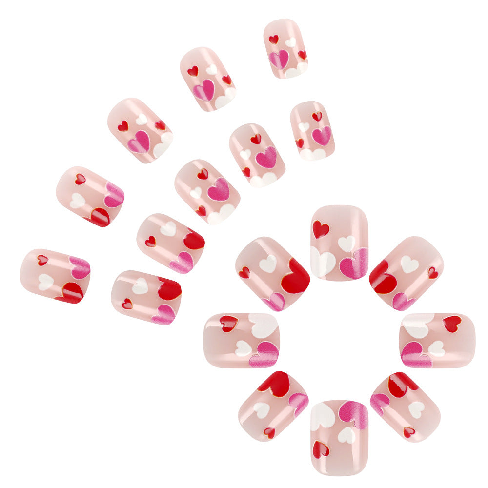 Heart-Decorated Press-On Nail Art Bowlift