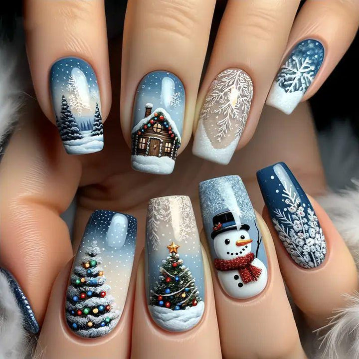 Artistic Winter-Themed Nail Art Bowlift