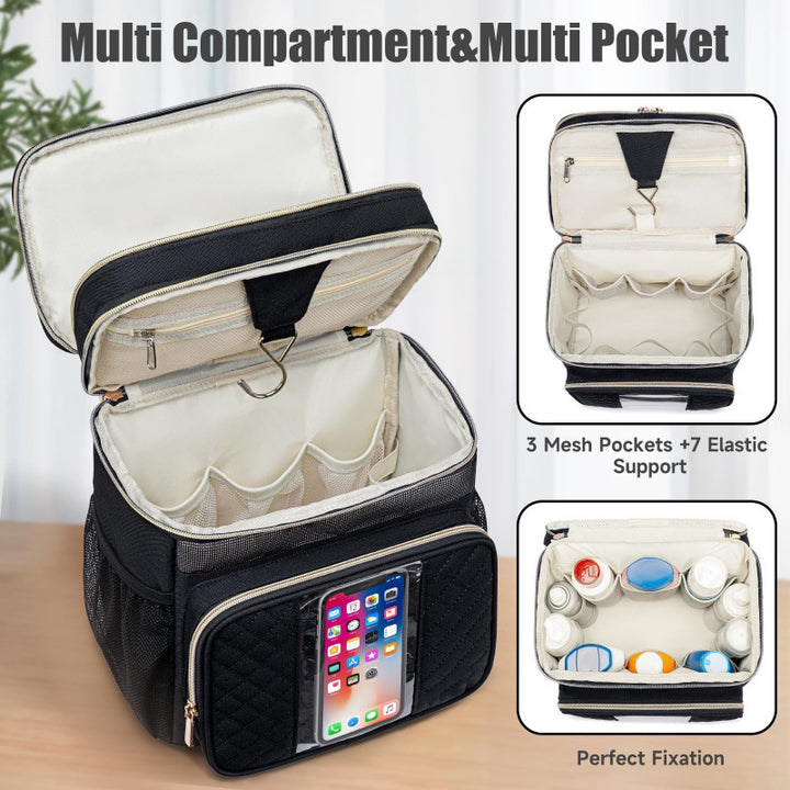 Cosmetic Organizer Bag with Versatile Compartment Layout Bowlift