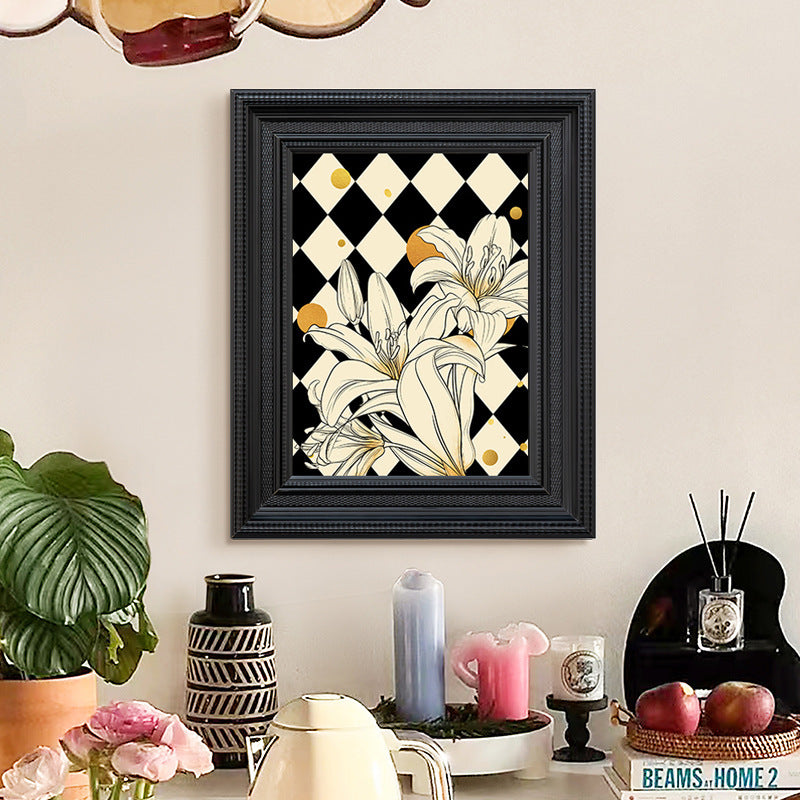 Framed Flower Pattern Geometric Artwork
