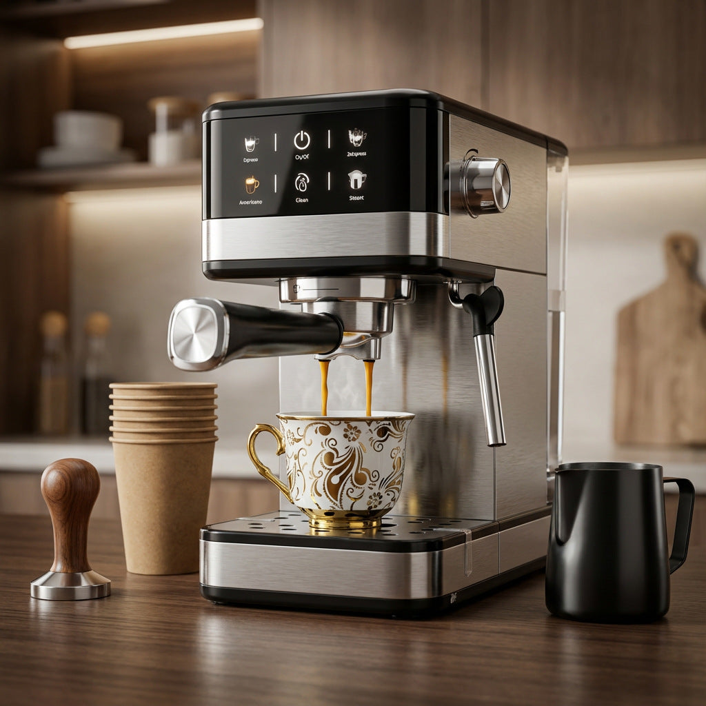 Espresso machine with integrated milk frother Bowlift