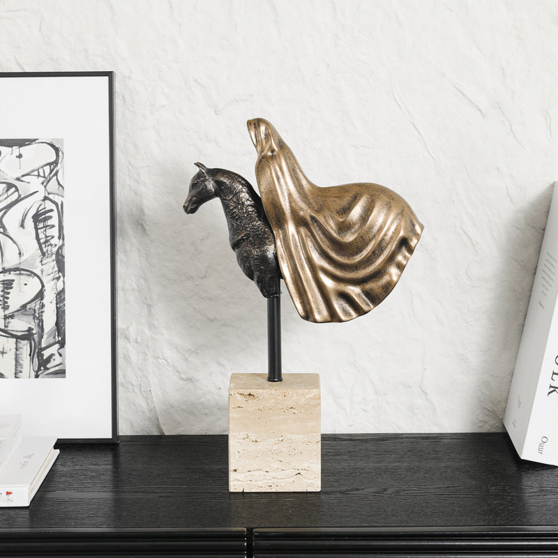 Artistic Horse Head Sculpture with Flowing Cape