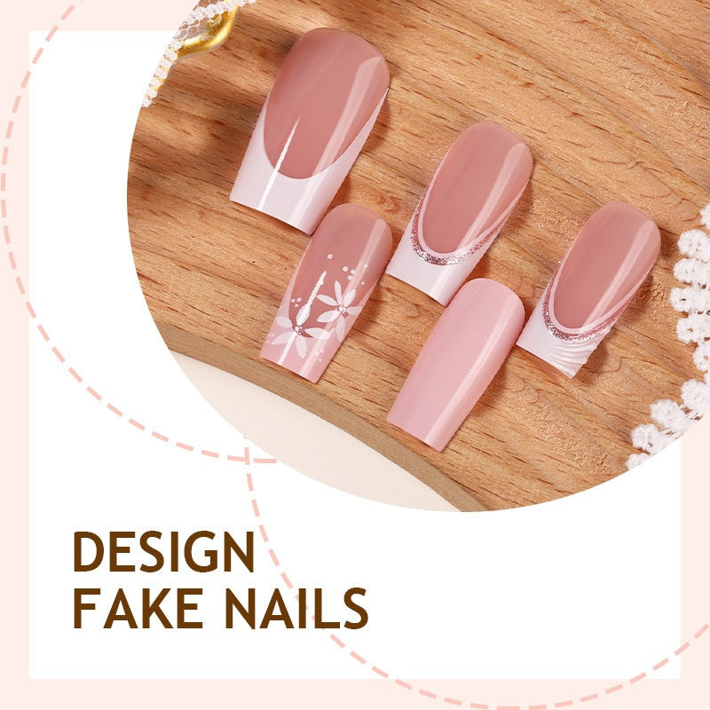 Acrylic nail set with elegant flower design and shine Bowlift