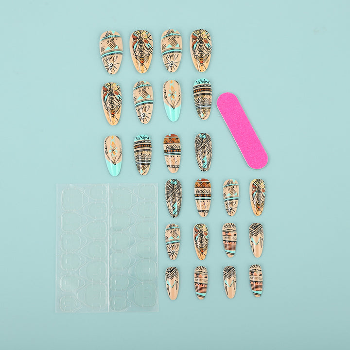 Artificial nails with exotic tribal design Bowlift
