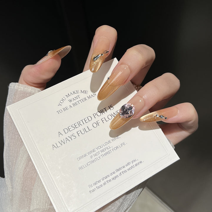 Glamorous Long Stiletto Press-On Nail Extensions Bowlift
