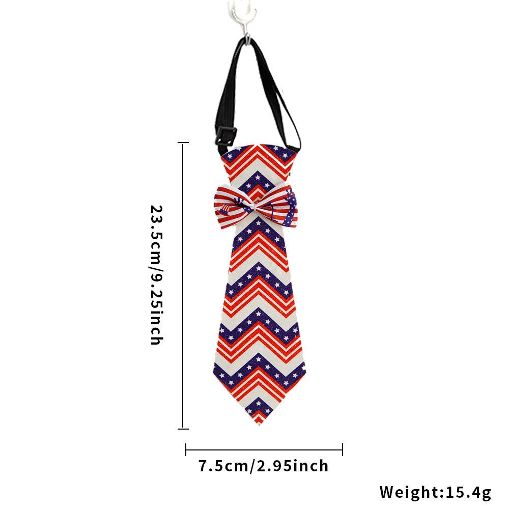 Unisex nan patriotic striped pet necktie with adjustable elastic collar Bowlift