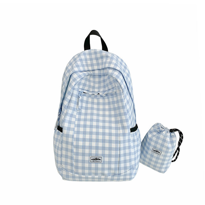Stylish Gingham Patterned School Backpack
