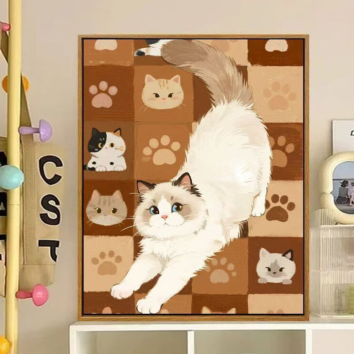Cute Cat-Themed Decorative Canvas Art Bowlift