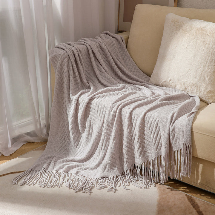 Textured Fringe Throw Blanket