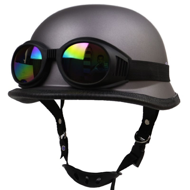 Retro Half-Helmet Motorcycle Protection with Goggles Bowlift