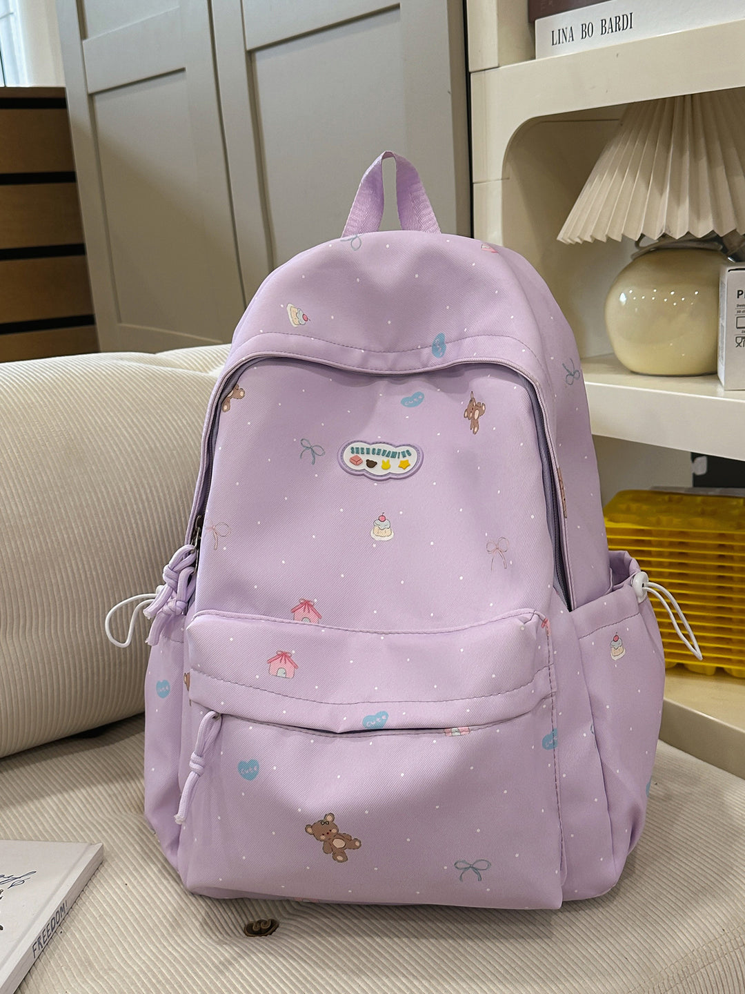 Whimsical Character Print Backpack Bowlift
