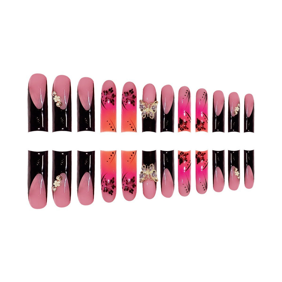 Premium 3D Floral Press-On Nail Art Bowlift