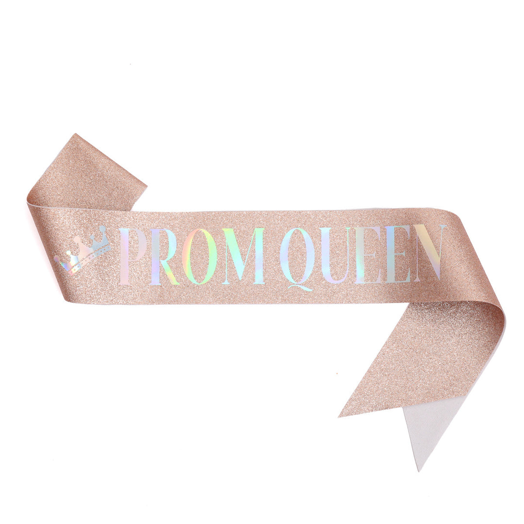 Ladies festive satin sash with holographic print Bowlift