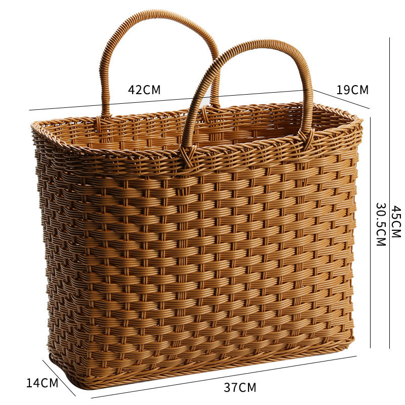Unisex Handwoven Shopping Basket with Two Handles Bowlift