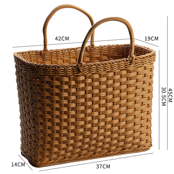 Unisex Handwoven Shopping Basket with Two Handles Bowlift