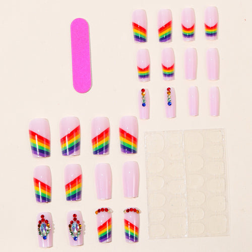 Glamorous Rainbow-Inspired Nail Art Extensions Bowlift