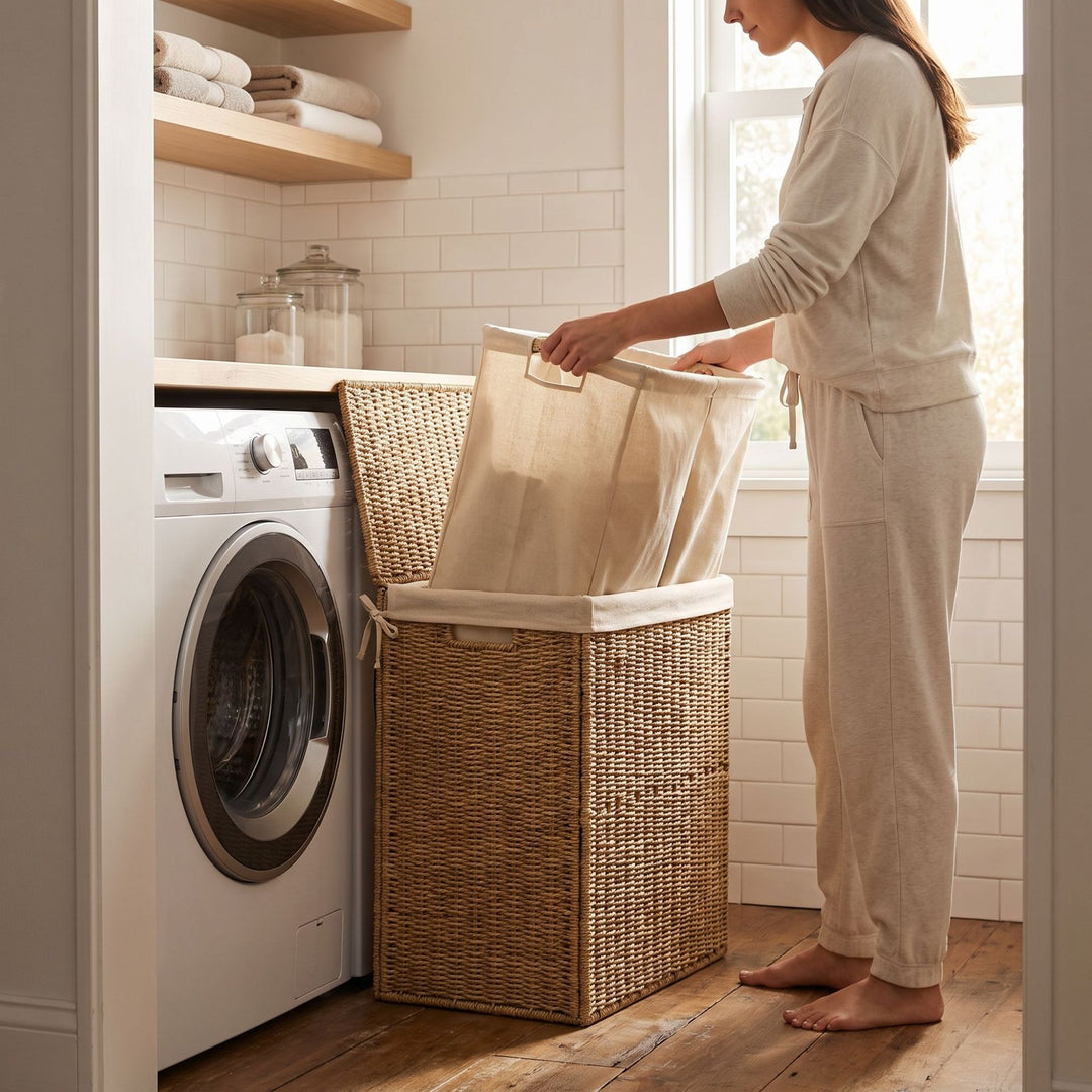 High-quality laundry basket made of natural wicker Bowlift