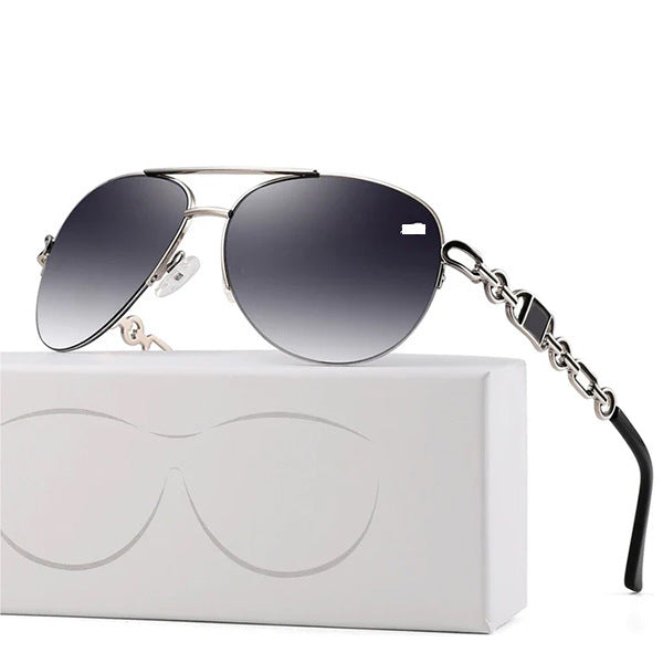 Women Aviator Sunglasses with Fashionable Chain Detail Bowlift