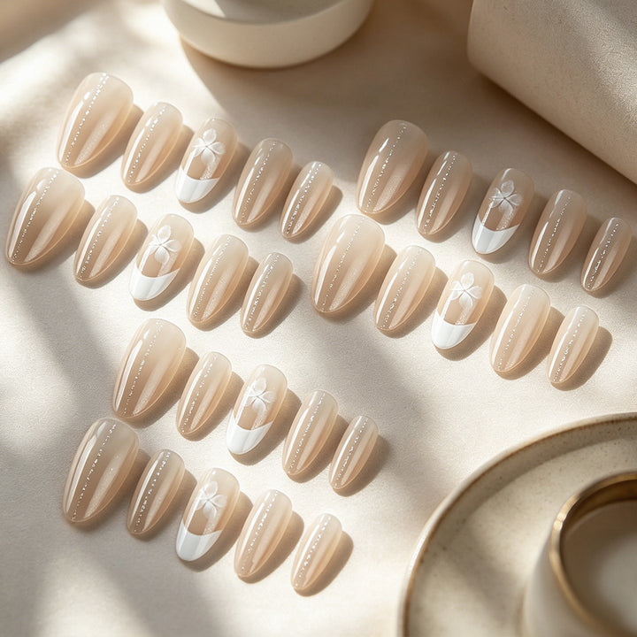 Elegant French Tip Gel Nail Extensions Bowlift