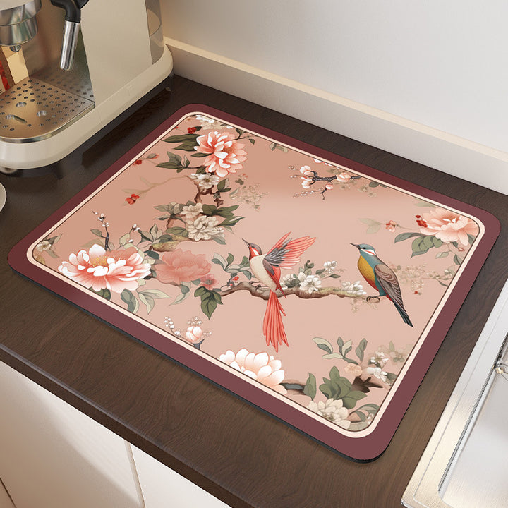 Vintage Floral Design Kitchen Comfort Mat Bowlift