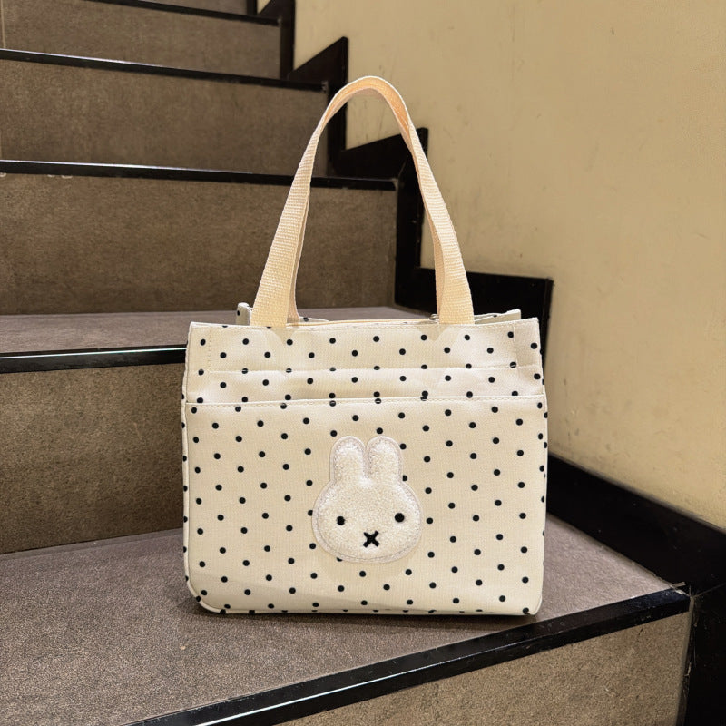 Canvas Shopper with Cute Bunny Applications Bowlift
