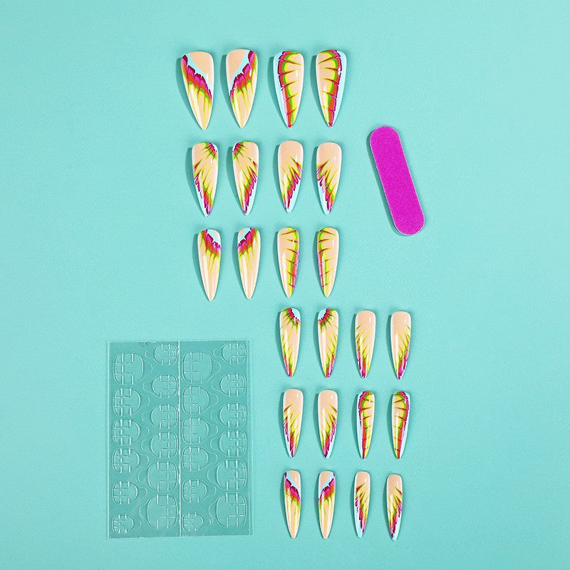 Creative artificial nails with modern wave pattern Bowlift