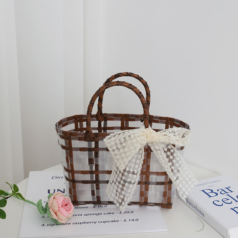 Handcrafted basket bag with elegant bow applique Bowlift