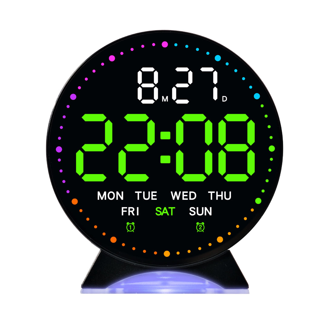 Digital Alarm Clock with Color LED Display Bowlift
