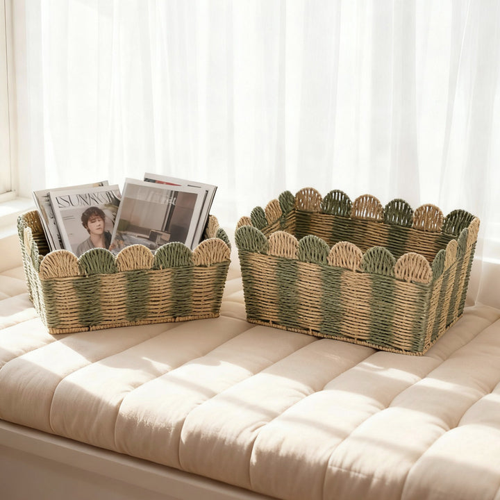 Decorative storage basket made of woven material Bowlift